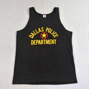 Fruit of the Loom Vintage Dallas Police Department Graphic Tank Top Black Size L